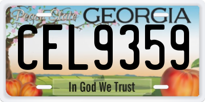 GA license plate CEL9359