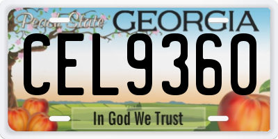 GA license plate CEL9360