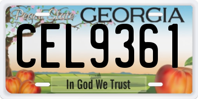 GA license plate CEL9361