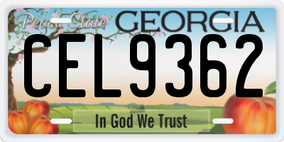 GA license plate CEL9362
