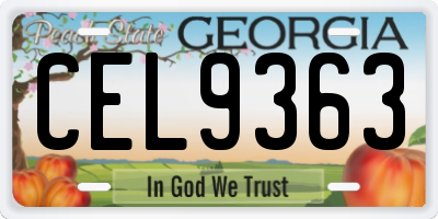GA license plate CEL9363