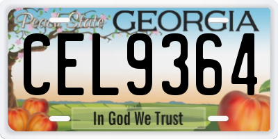 GA license plate CEL9364
