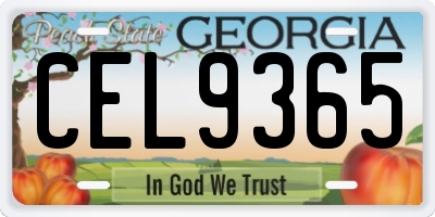 GA license plate CEL9365