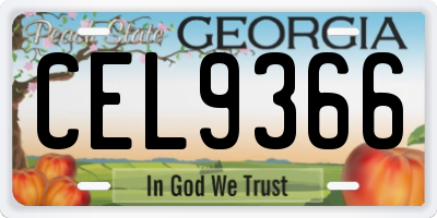 GA license plate CEL9366