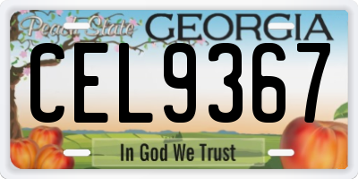 GA license plate CEL9367