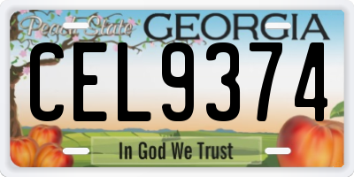 GA license plate CEL9374
