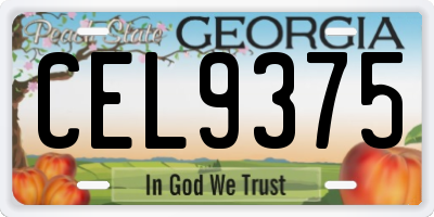 GA license plate CEL9375