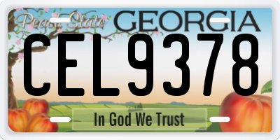 GA license plate CEL9378