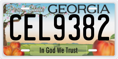 GA license plate CEL9382