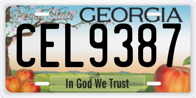 GA license plate CEL9387