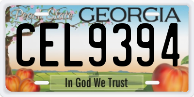 GA license plate CEL9394