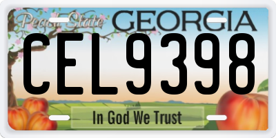 GA license plate CEL9398