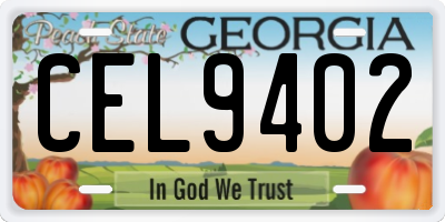 GA license plate CEL9402