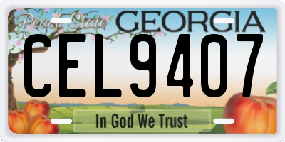 GA license plate CEL9407