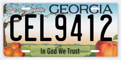 GA license plate CEL9412