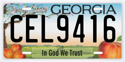 GA license plate CEL9416