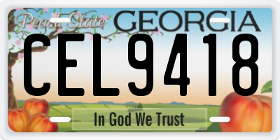 GA license plate CEL9418