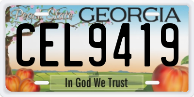 GA license plate CEL9419