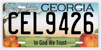 GA license plate CEL9426