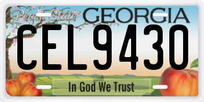 GA license plate CEL9430