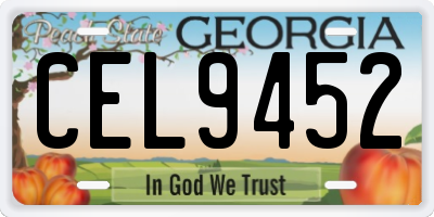GA license plate CEL9452
