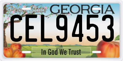 GA license plate CEL9453