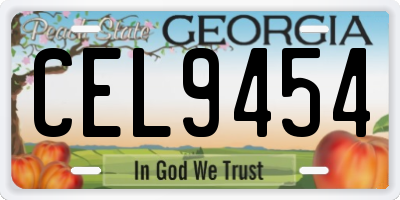 GA license plate CEL9454