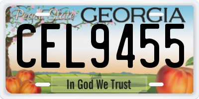 GA license plate CEL9455