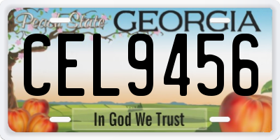 GA license plate CEL9456