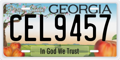 GA license plate CEL9457