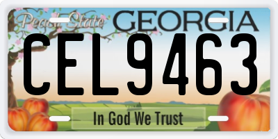 GA license plate CEL9463