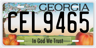 GA license plate CEL9465