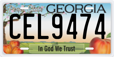 GA license plate CEL9474