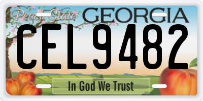 GA license plate CEL9482