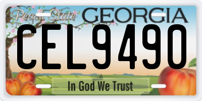 GA license plate CEL9490