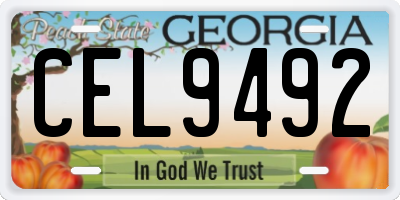 GA license plate CEL9492