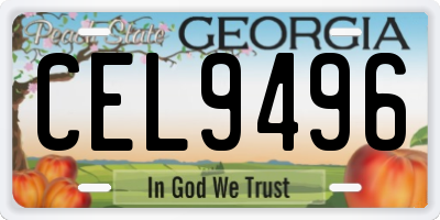 GA license plate CEL9496