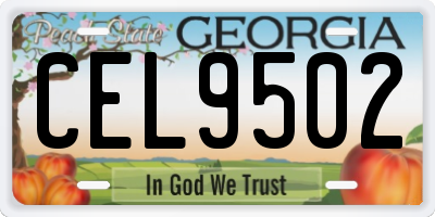 GA license plate CEL9502