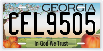 GA license plate CEL9505