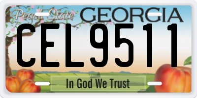 GA license plate CEL9511