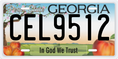 GA license plate CEL9512