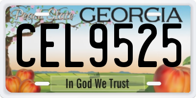 GA license plate CEL9525