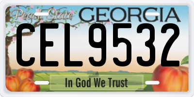 GA license plate CEL9532
