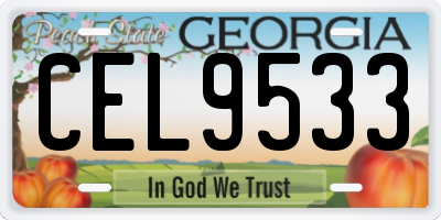 GA license plate CEL9533