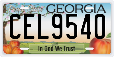 GA license plate CEL9540
