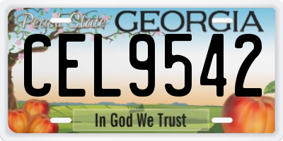 GA license plate CEL9542