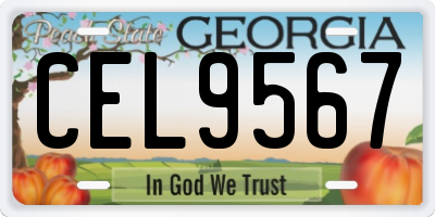 GA license plate CEL9567