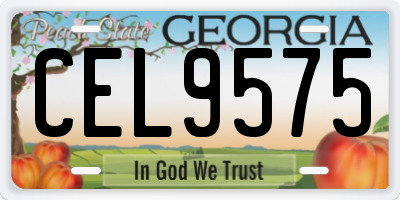 GA license plate CEL9575