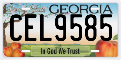 GA license plate CEL9585