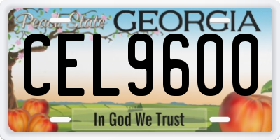 GA license plate CEL9600